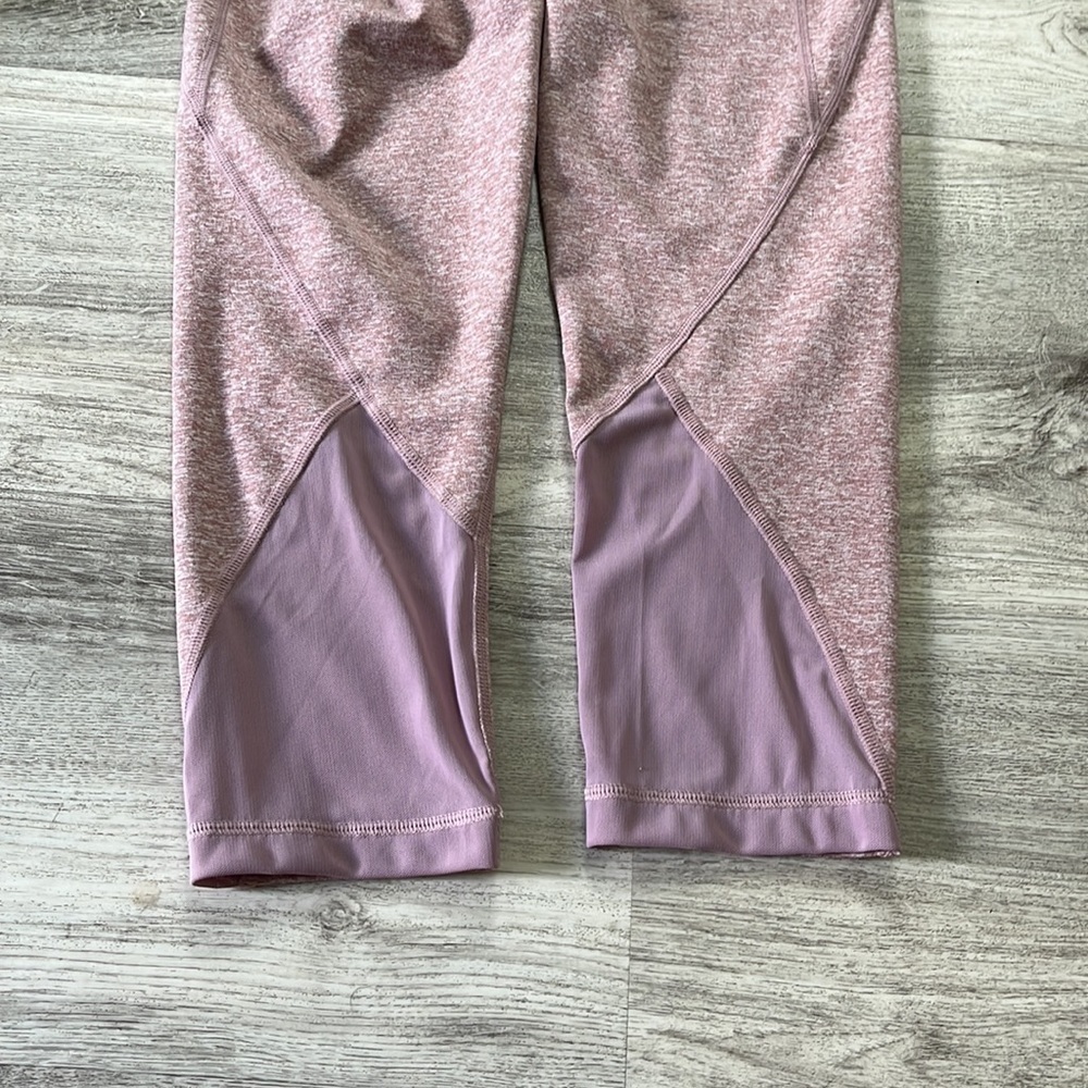 Nordstrom Zella crop high-rise leggings dusty rose mesh calf cutout size XS - Picture 5 of 9